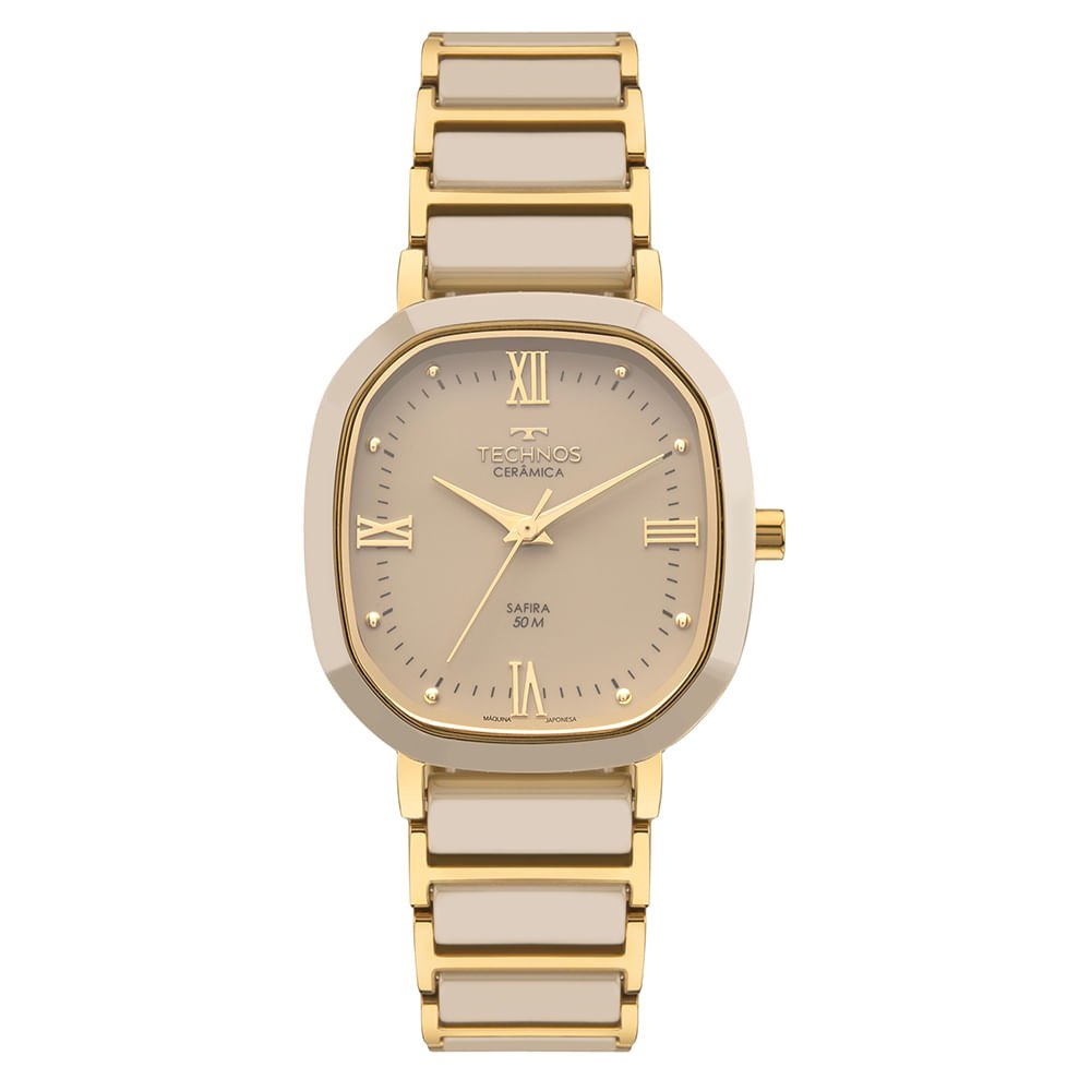 Relógio Technos Feminino Ceramic Sapphire Dourado - 2035NER/1X