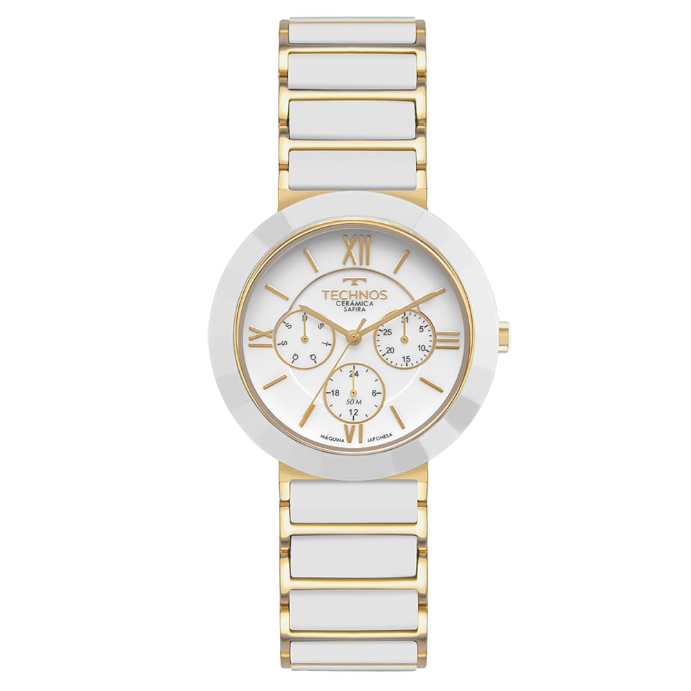 Relógio Technos Feminino Ceramic Sapphire Dourado - 6P29AMK/1B