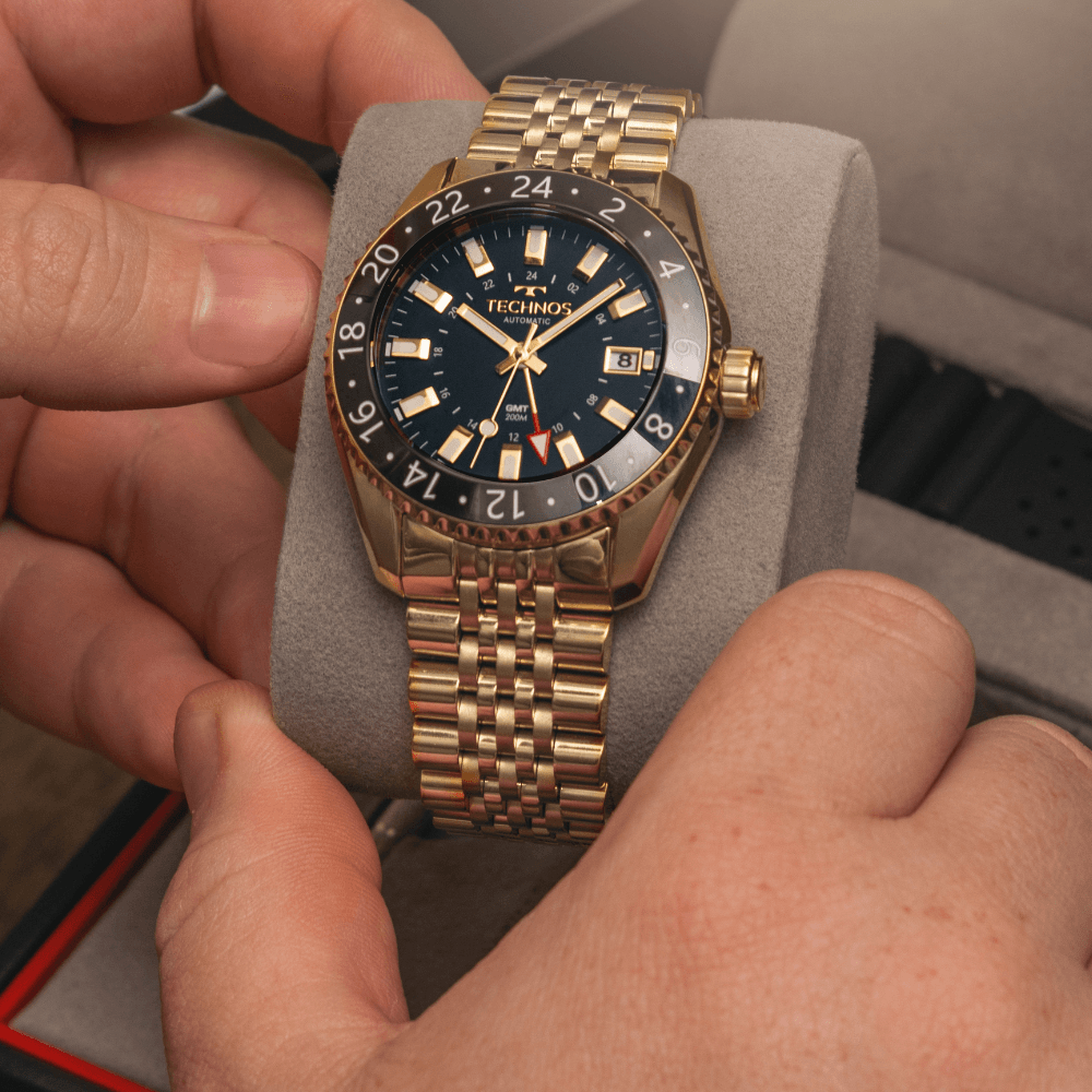 Relógio Technos Masculino Automatico GMT Dourado - NH34AB/T1P Dourado 4