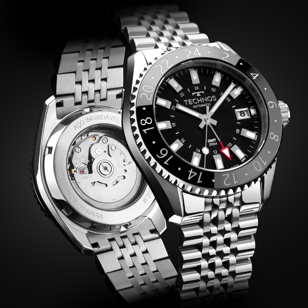 Relógio Technos Masculino Automatico GMT Prata - NH34AA/T1P Prata 9