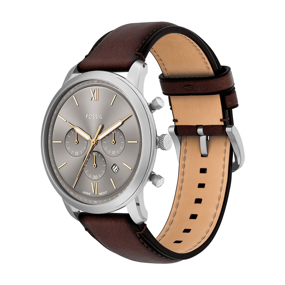 Relógio Fossil Masculino Neutra Prata - FS6129/0CN Marrom/Prata 3