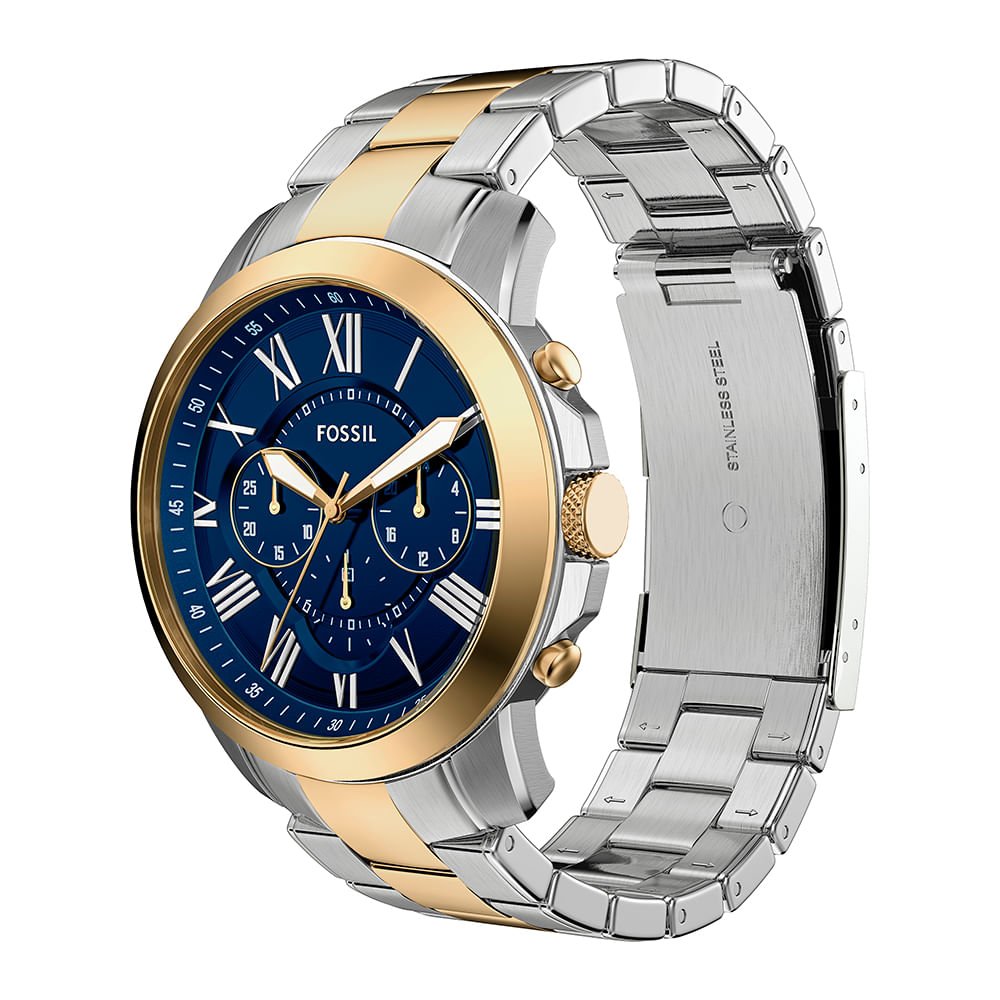 Relógio Fossil Masculino Grant Bicolor - FS6132/1AN Prata 3
