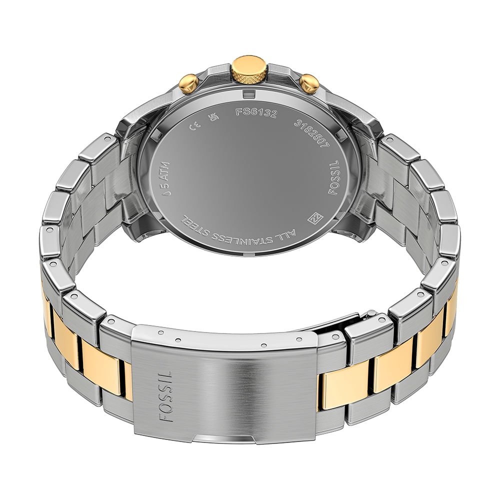 Relógio Fossil Masculino Grant Bicolor - FS6132/1AN Prata 5