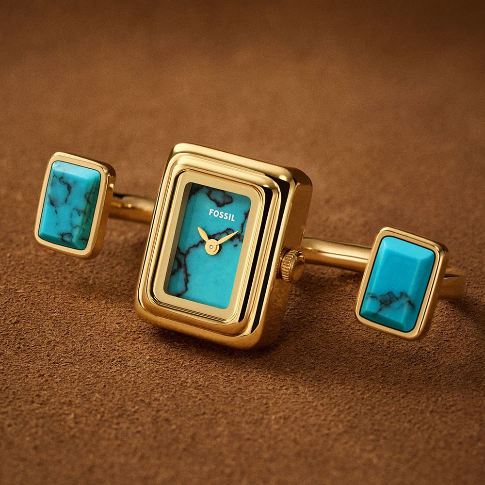 Relógio Fossil Feminino Watch Ring - ES5432/1AN Dourado/Turquesa 8
