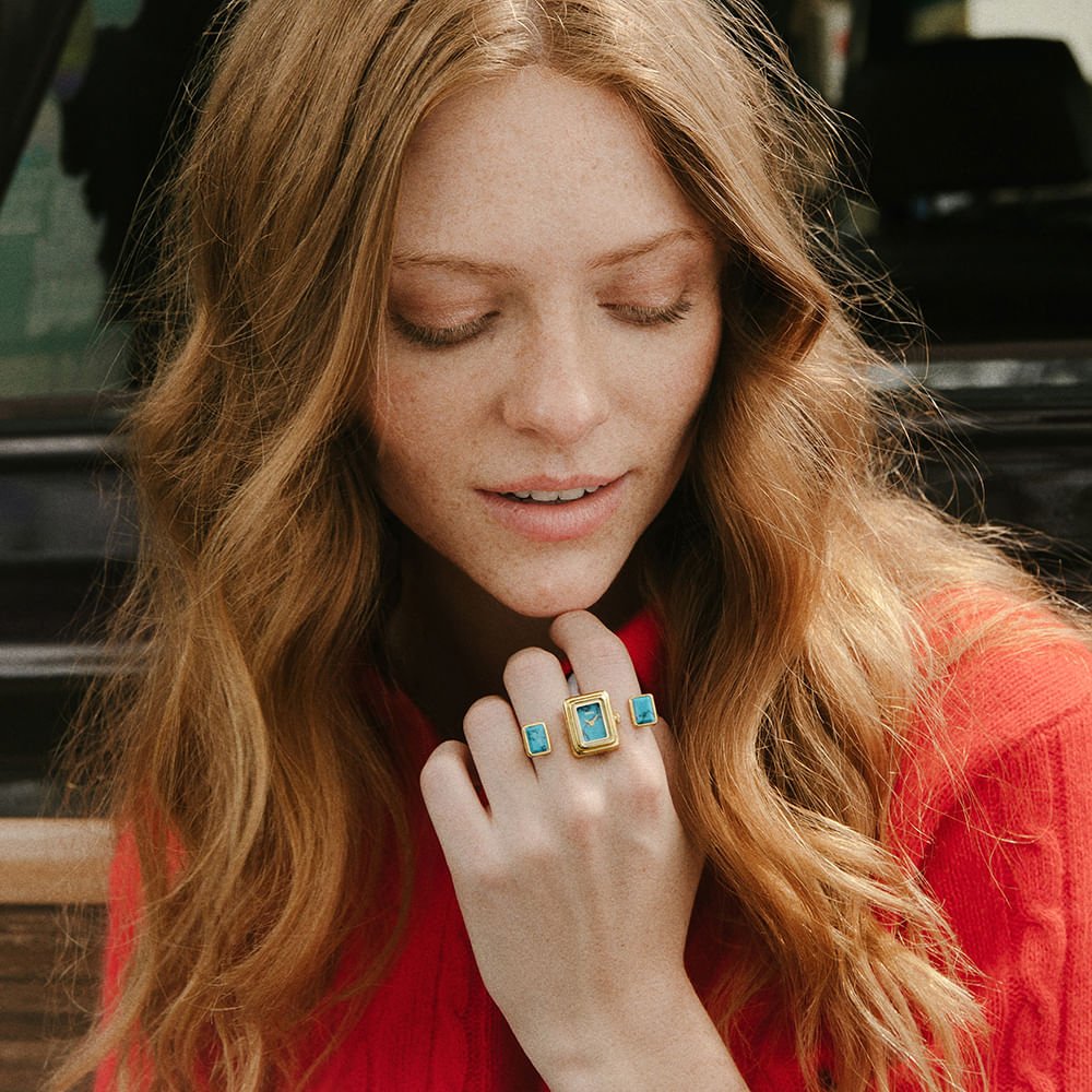 Relógio Fossil Feminino Watch Ring - ES5432/1AN Dourado/Turquesa 9