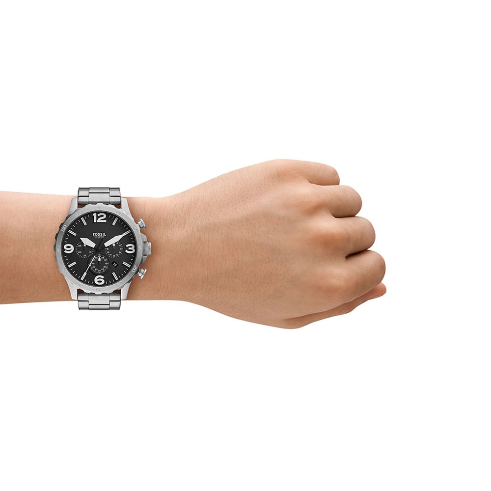 Relógio Fossil Masculino Nate Prata - JR1532/1PN Prata 4