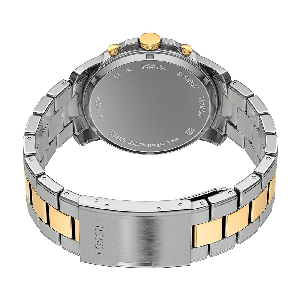 Relógio Fossil Masculino Grant Bicolor - FS6131/1VN Dourado 5