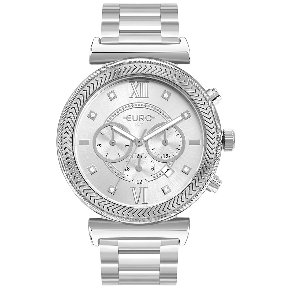 Relógio Euro Feminino Big Case Prata - EUJP25AY/4K