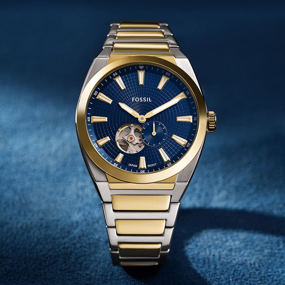 Relógio Fossil Masculino Everett Bicolor - ME3275/1AN Prata/Dourado 11