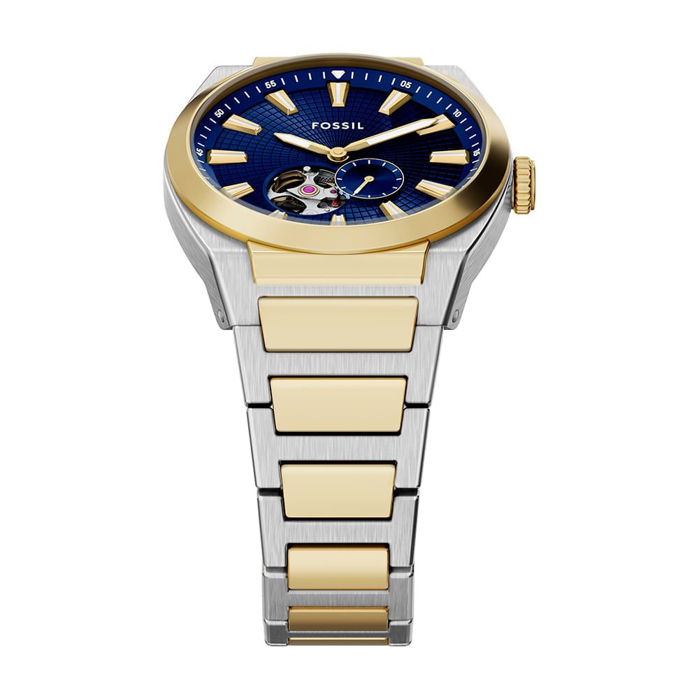 Relógio Fossil Masculino Everett Bicolor - ME3275/1AN Prata/Dourado 3