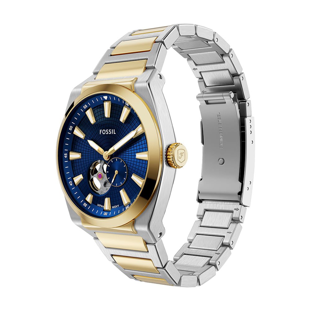 Relógio Fossil Masculino Everett Bicolor - ME3275/1AN Prata/Dourado 4