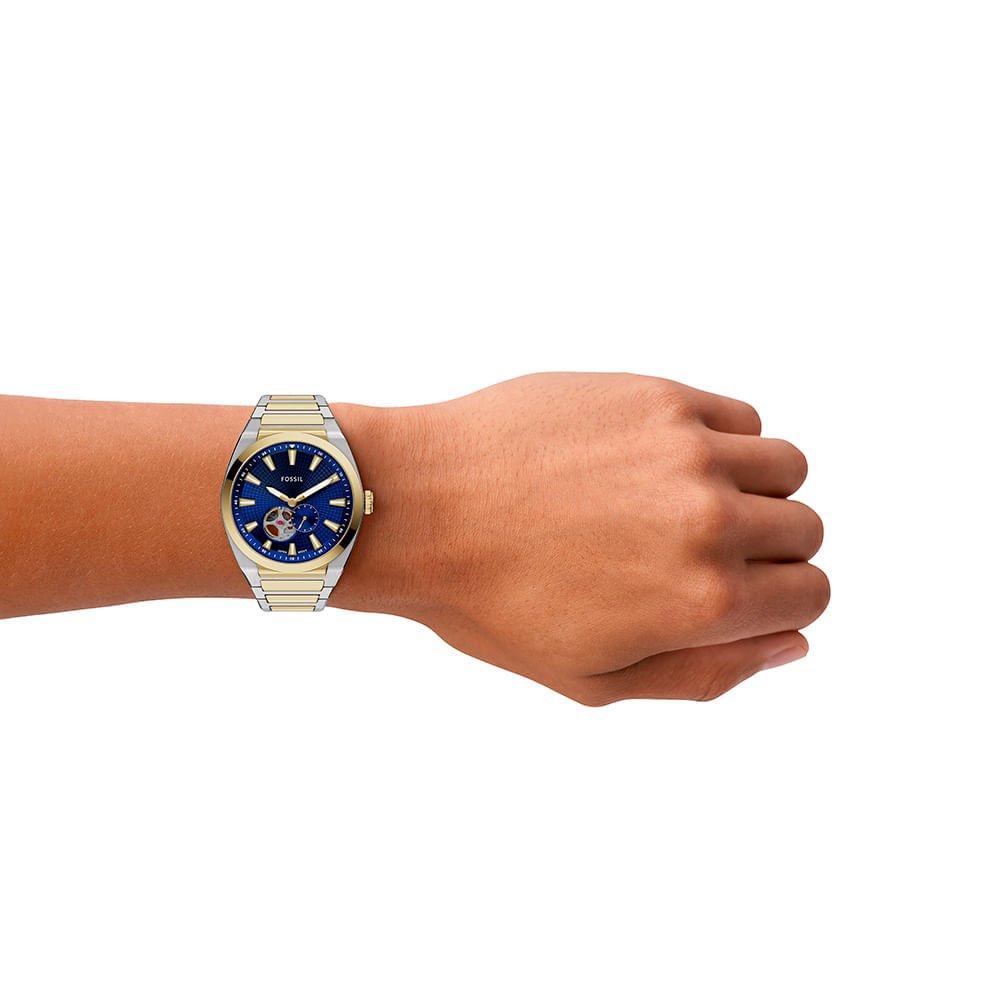 Relógio Fossil Masculino Everett Bicolor - ME3275/1AN Prata/Dourado 9