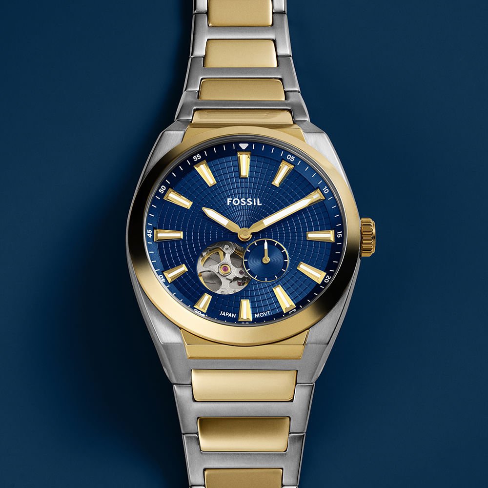 Relógio Fossil Masculino Everett Bicolor - ME3275/1AN Prata/Dourado 10