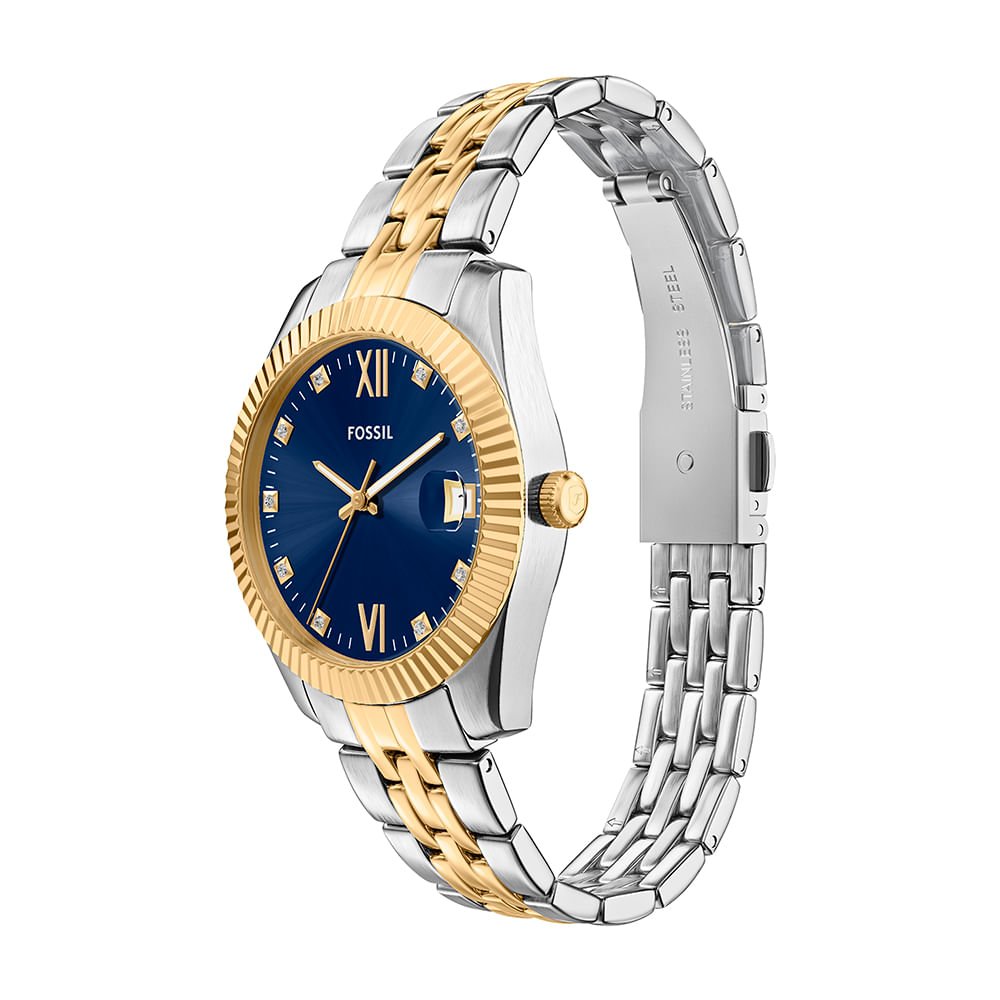 Relógio Fossil Feminino Scarlette Bicolor - ES5443/1AN Prata/Dourado 3