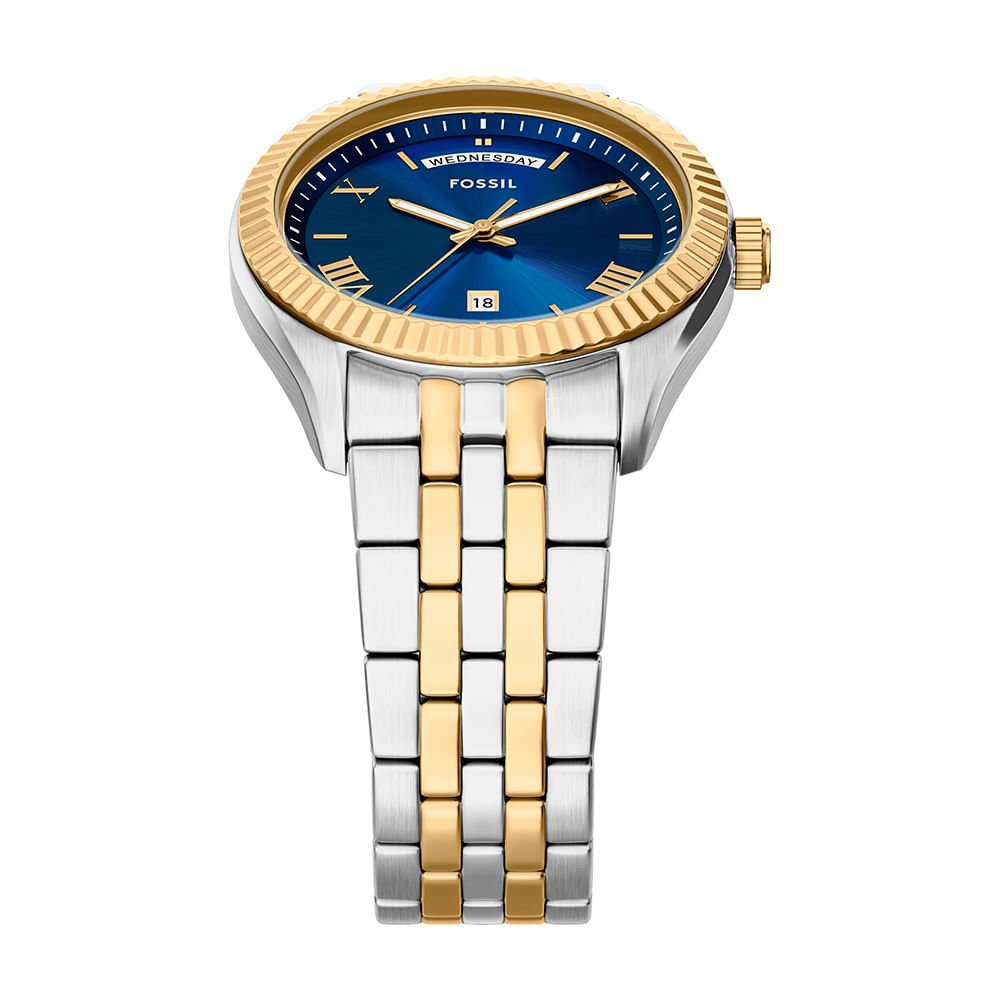 Relógio Fossil Masculino Campbell Bicolor - FS6141/1AN Dourado/Prata 9