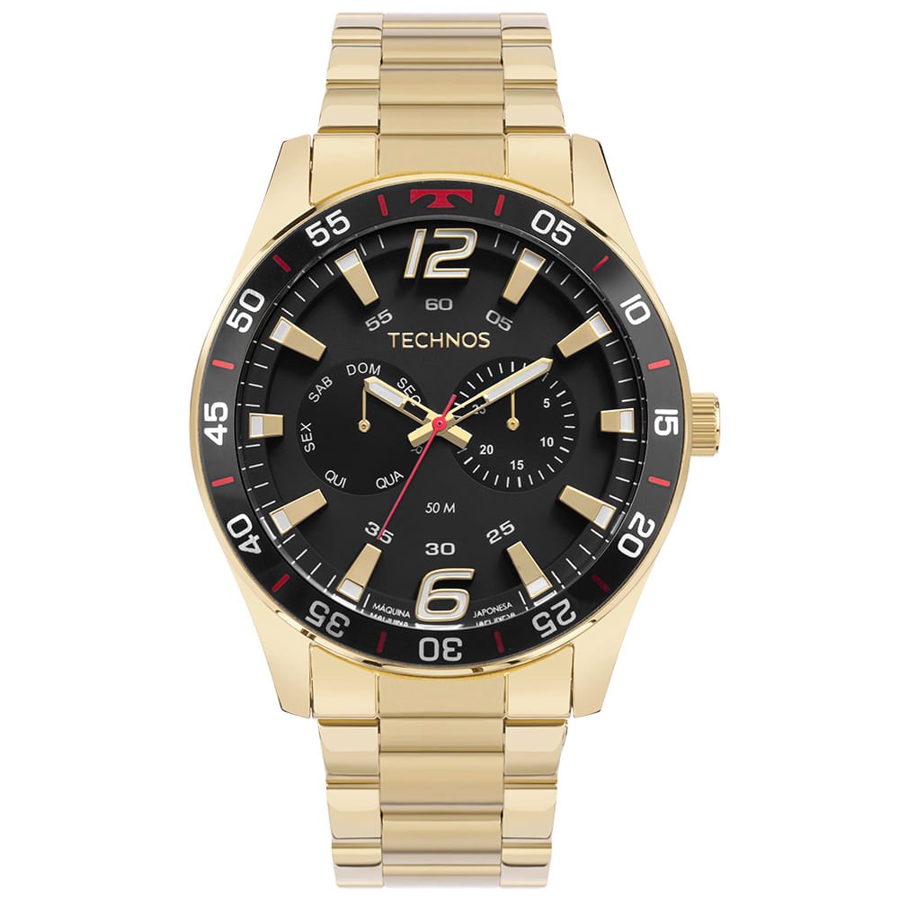Relógio Technos Masculino Racer Dourado - 6P25BX/1P