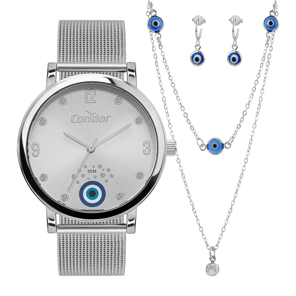 Kit Relógio Condor Feminino Mimos E Sutilezas Prata - CO2036MZQ/K4K