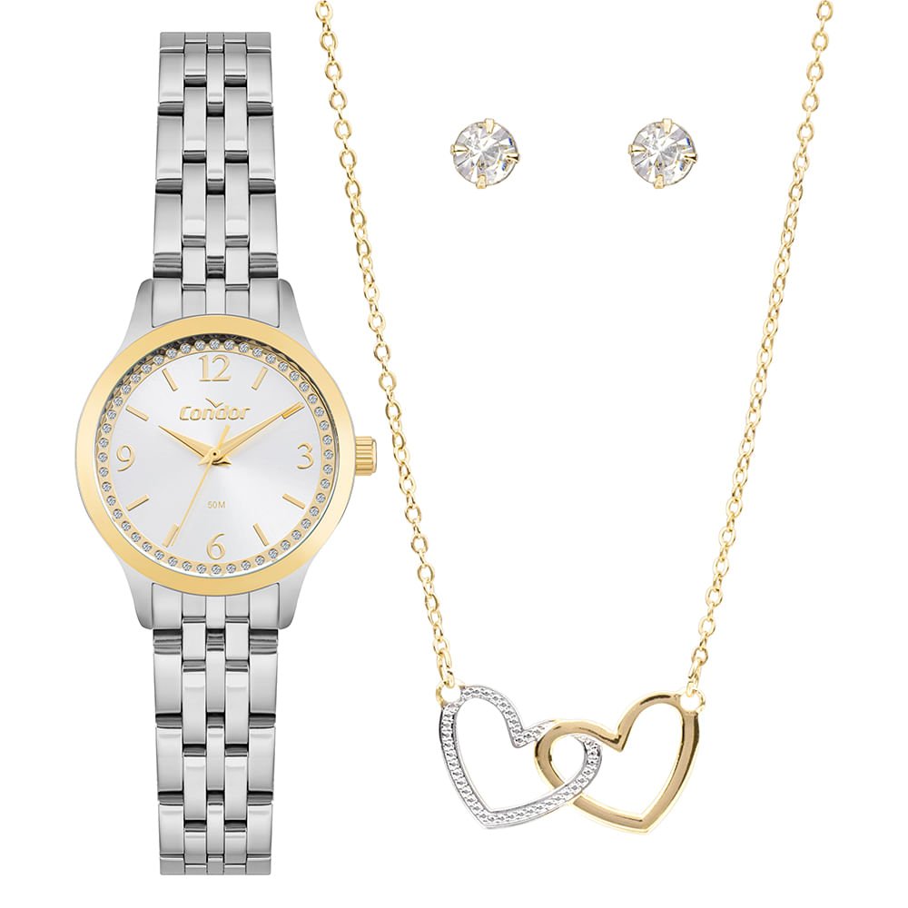 Kit Relógio Condor Feminino Dia A Dia Bicolor - CO2035NXB/K4K