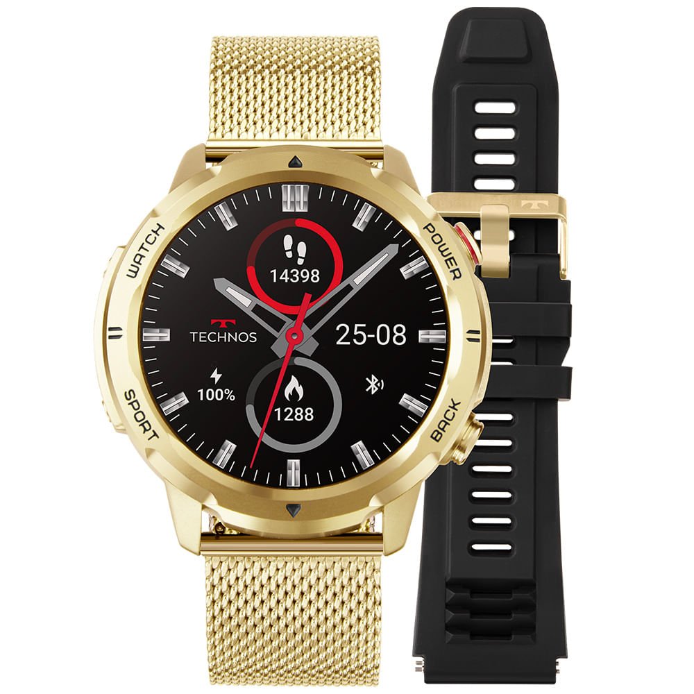 Smartwatch Technos Connect Sports Call Preto Dourado - TSPORTSCAG/4D