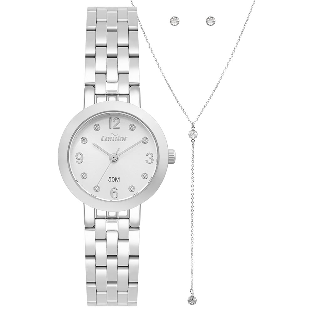 Kit Relógio Condor Feminino Mini Prata - CO2035NWY/K4K