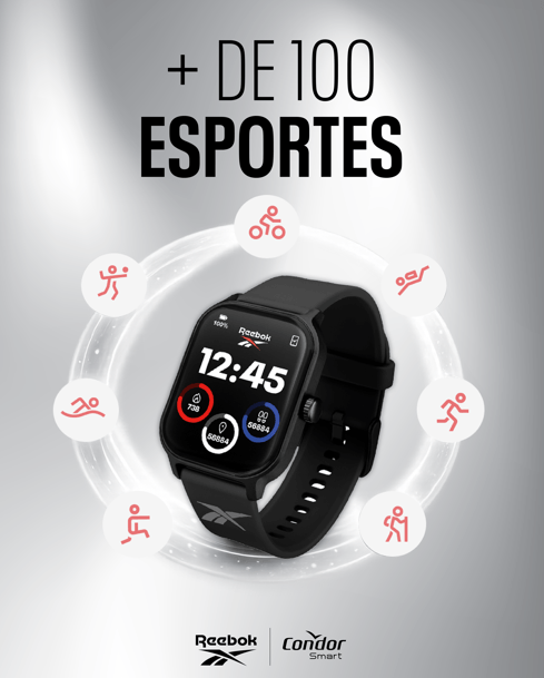 Relógio Smartwatch Reebok By Condor Preto - COSMARTRAA/8P Preto 8