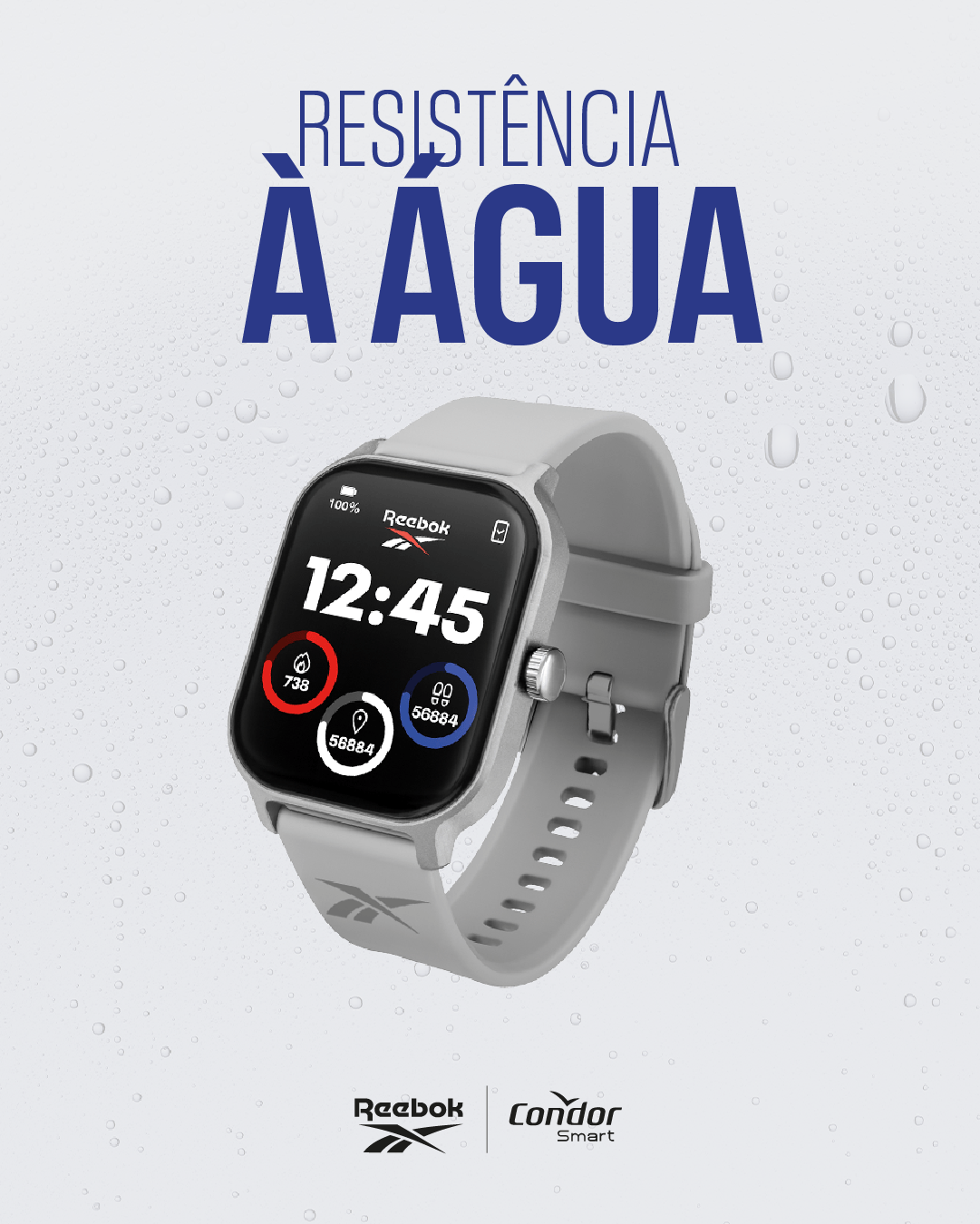 Relógio Smartwatch Reebok By Condor Cinza - COSMARTRAC/8K Prata 7