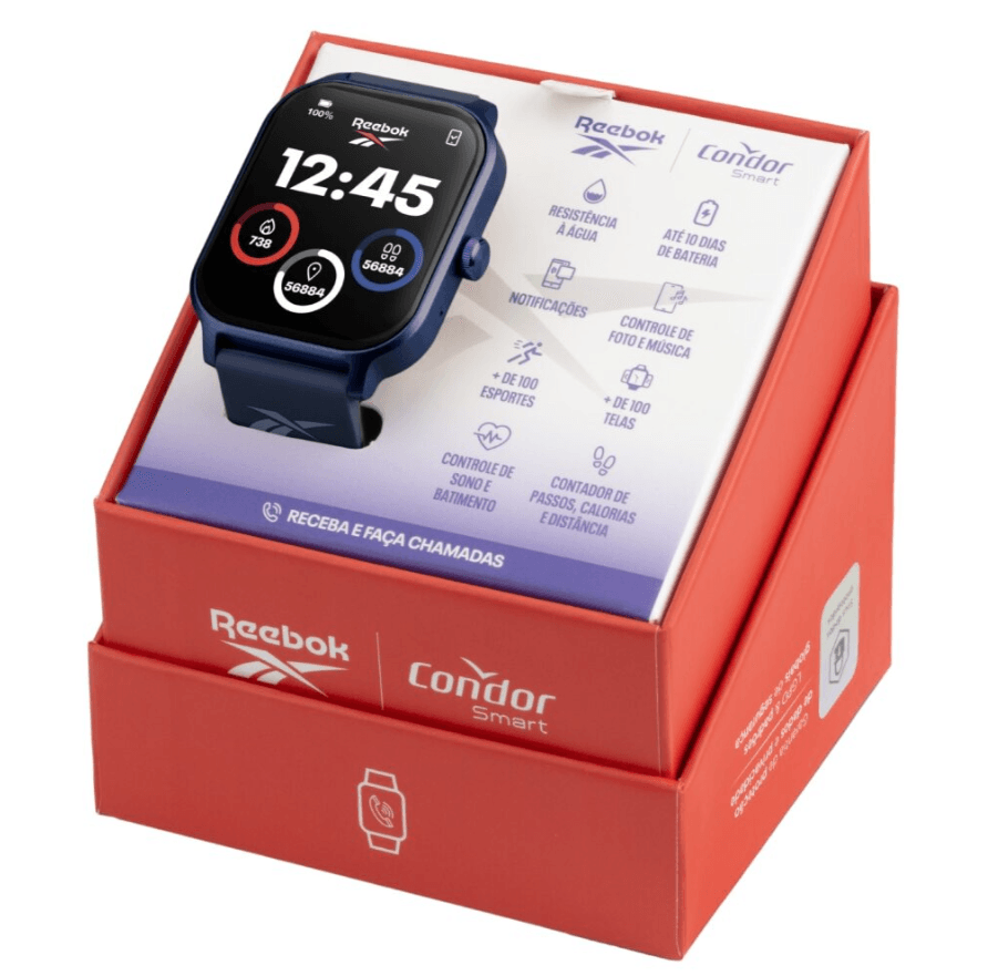 Relógio Smartwatch Reebok By Condor Azul - COSMARTRAD/8A Preto/Azul 8