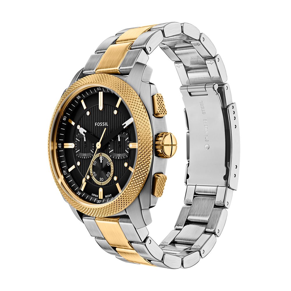 Relógio Fossil Masculino Machine Bicolor - FS6159/1PN Prata/Dourado 4