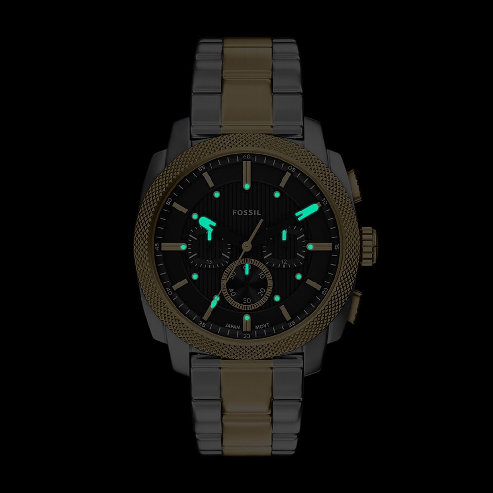 Relógio Fossil Masculino Machine Bicolor - FS6159/1PN Prata/Dourado 7