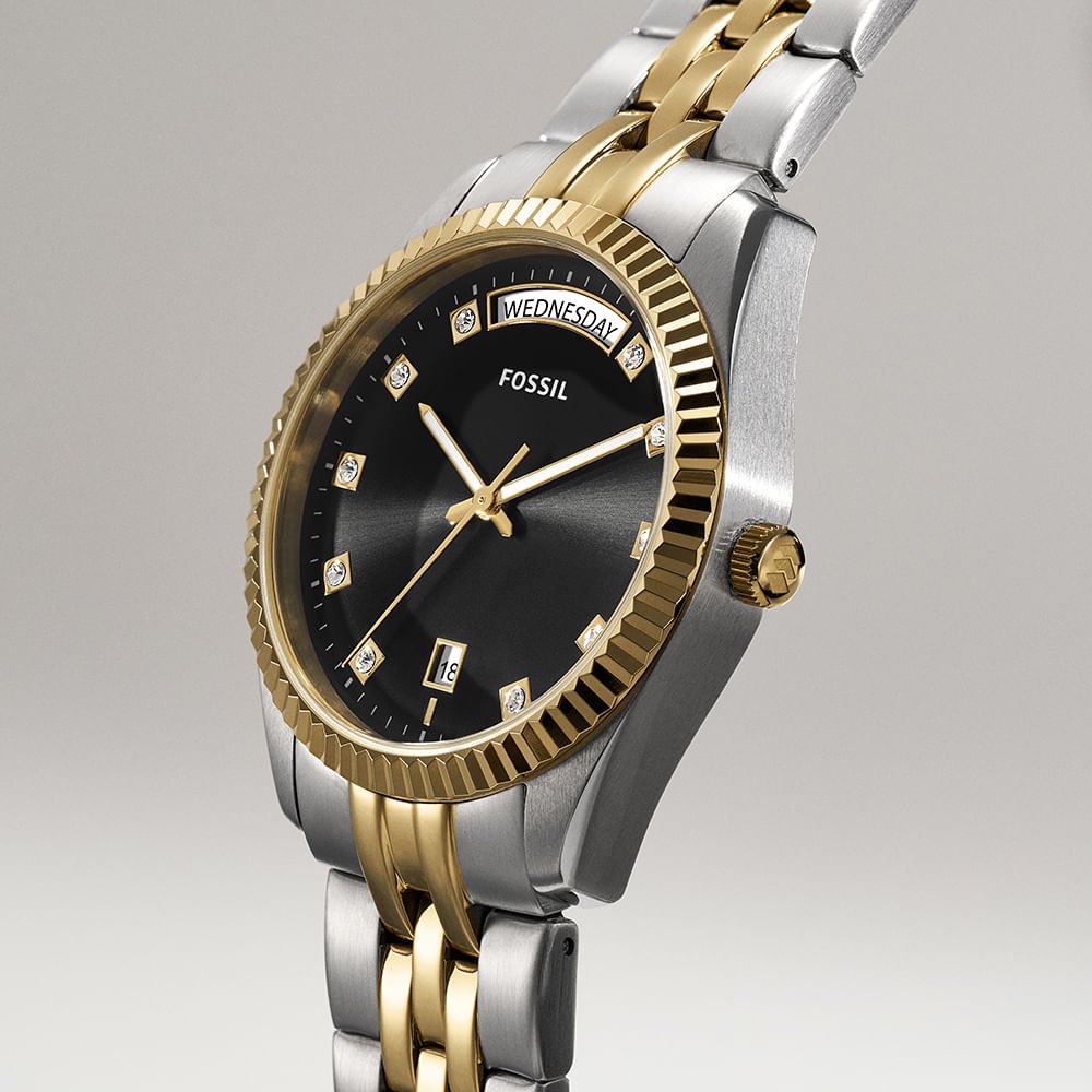 Relógio Fossil Feminino Scarlette Bicolor - ES5458/1PN Dourado/Prata 11