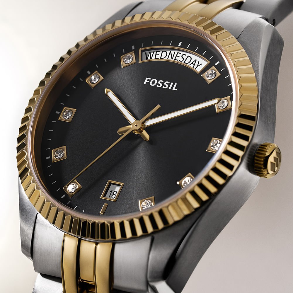 Relógio Fossil Feminino Scarlette Bicolor - ES5458/1PN Dourado/Prata 12