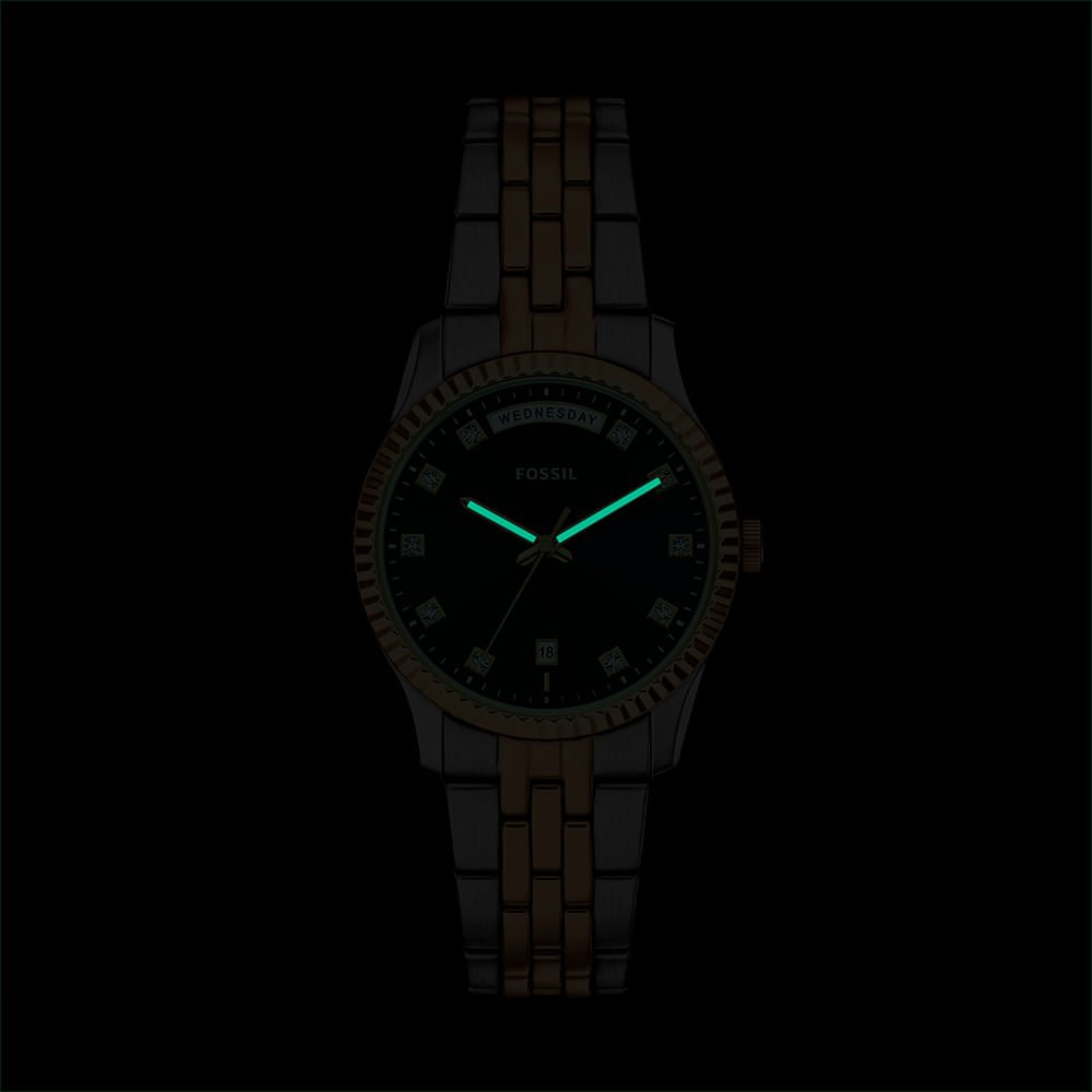 Relógio Fossil Feminino Scarlette Bicolor - ES5458/1PN Dourado/Prata 8
