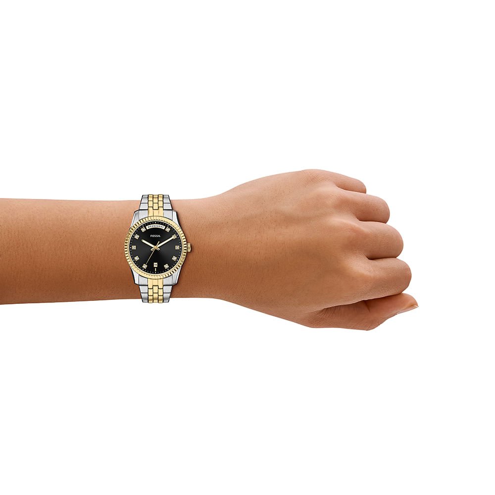 Relógio Fossil Feminino Scarlette Bicolor - ES5458/1PN Dourado/Prata 9