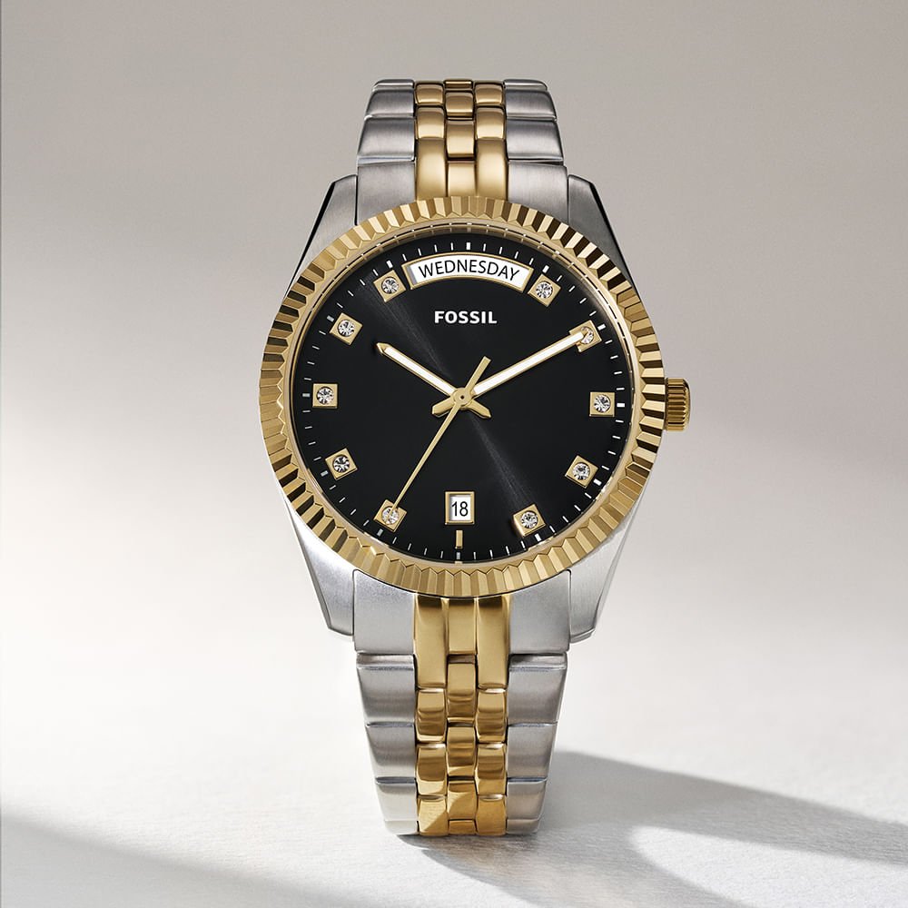 Relógio Fossil Feminino Scarlette Bicolor - ES5458/1PN Dourado/Prata 10