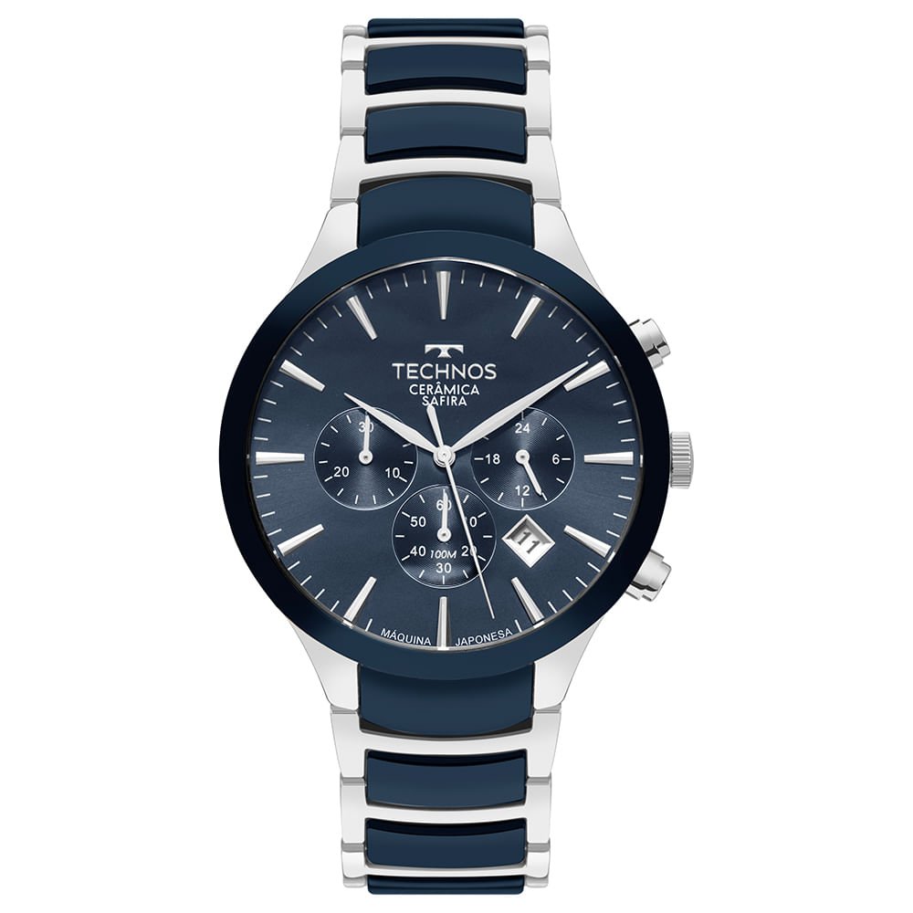 Relógio Technos Masculino Cerâmica Prata - JS25BDC/2A