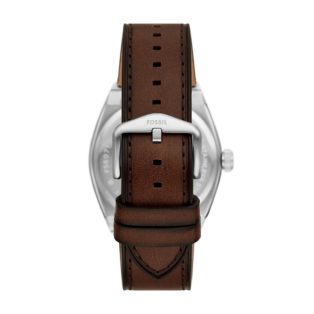 Relógio Fossil Masculino Everett Prata - FS6071/0KN Marrom 4