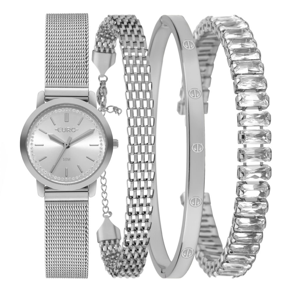 Relógio Euro Feminino Mix Elegante Prata - EU2035ZCD/K4K