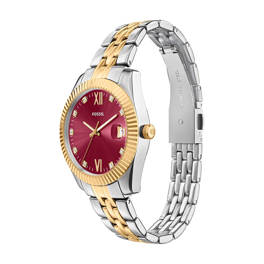 Relógio Fossil Feminino Scarlette Bicolor - ES5461/1RN Prata/Dourado 3