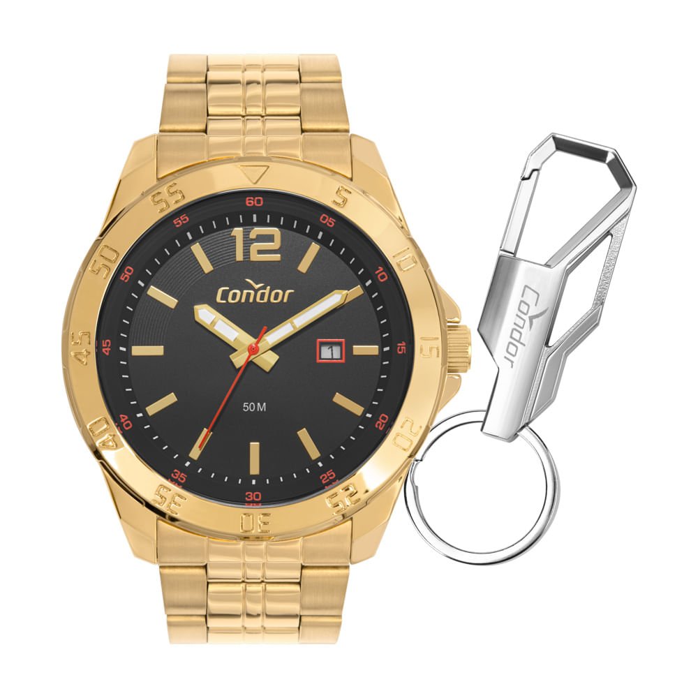 Kit Relógio Condor Masculino Drive Dourado - CO2115NDJ/K4D