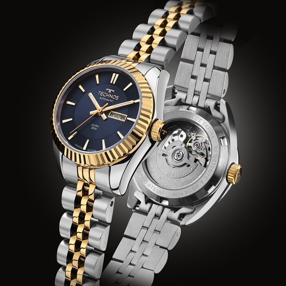 Relógio Technos Feminino Automático Riviera Bicolor - 6T51AF/1A Dourado/Prata 4