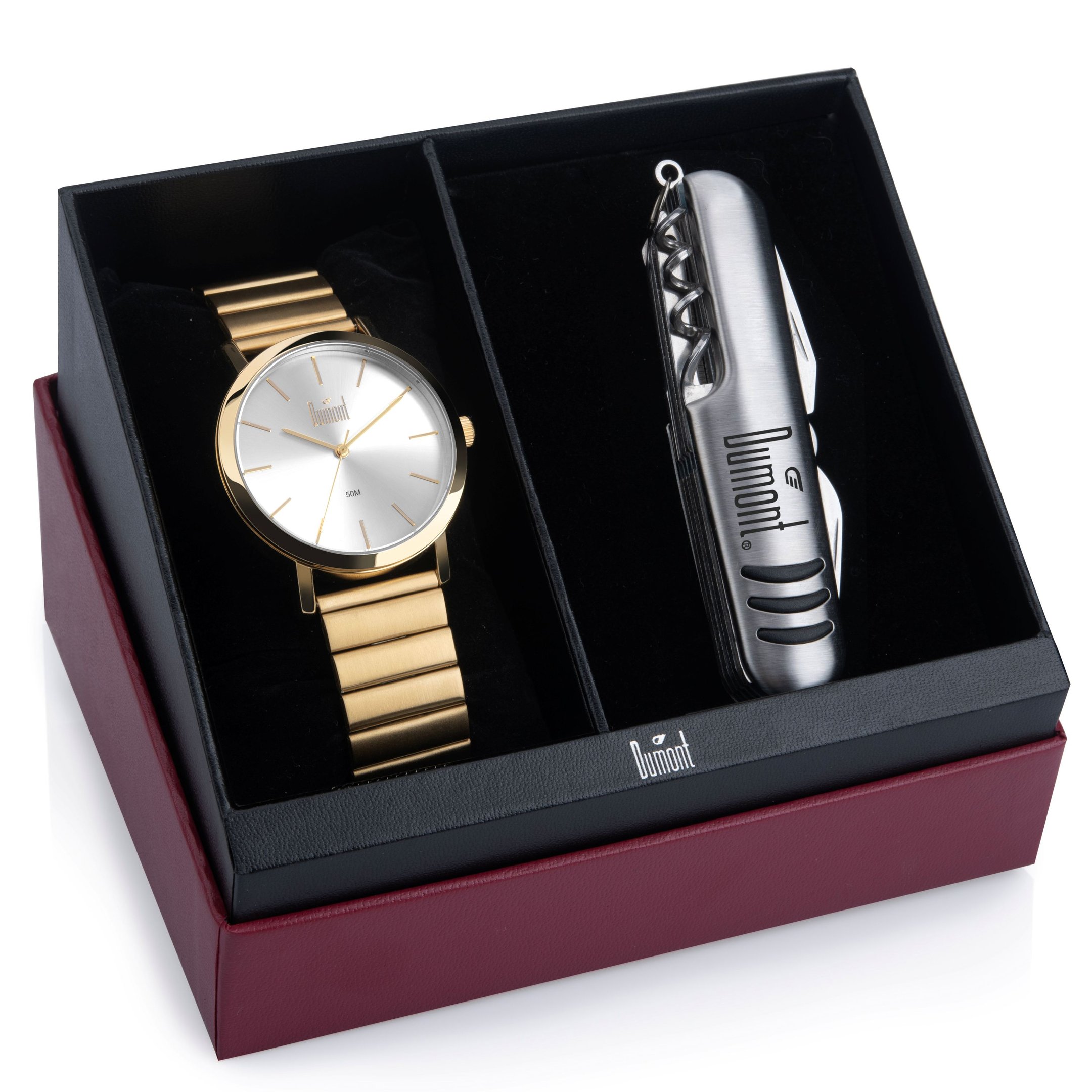 Kit Relógio Dumont Masculino Traveller Dourado - DU2035MPA/K4K