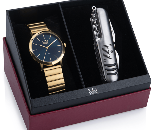 Kit Relógio Dumont Masculino Traveller Dourado - DU2035MPA/K4A