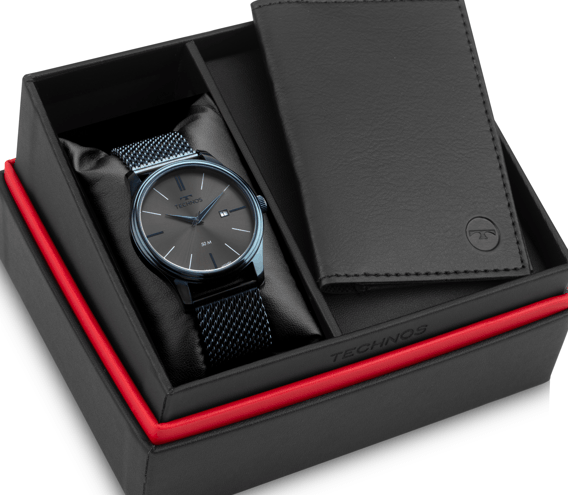Kit Relógio Technos Masculino Steel Grafite - 2115UBM/K1P