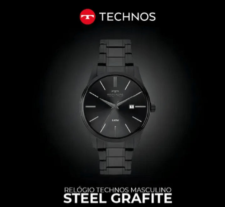 Kit Relógio Technos Masculino Steel Grafite - 2115MPO/K4P Preto 5