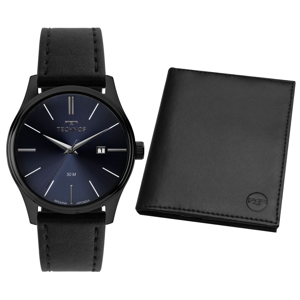 Kit Relógio Technos Masculino Steel Preto - 2115TXG/K0A