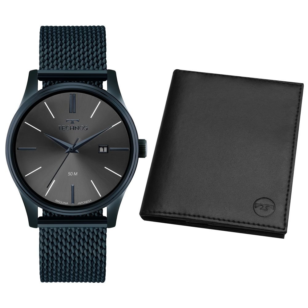 Kit Relógio Technos Masculino Steel Azul - 2115UBN/K1F