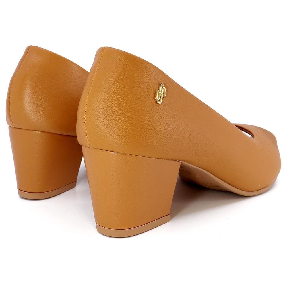 PEEP TOE USAFLEX SALTO BLOCO COURO BICO FINO REF Q6697 Marrom 3