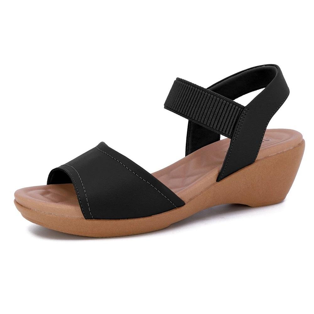 SANDALIA USAFLEX PLATAFORMA REF W0327 Preto 2