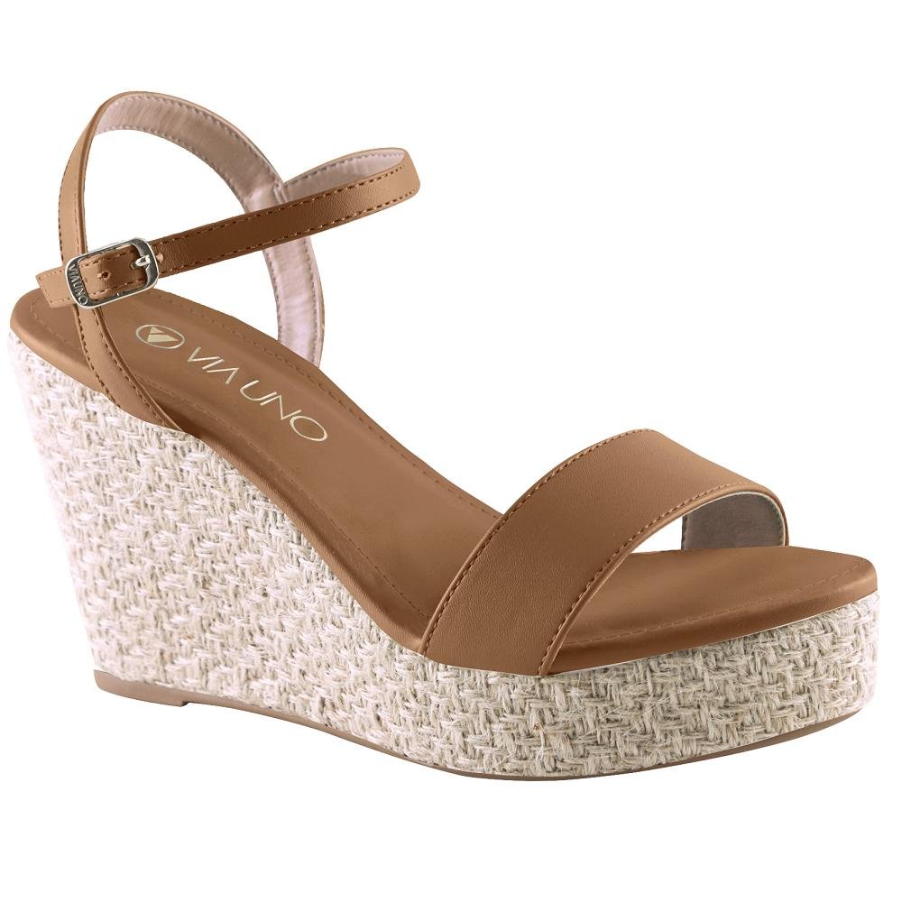 SANDALIA VIA UNO ANABELA REF 330084SDAVV Bege 1