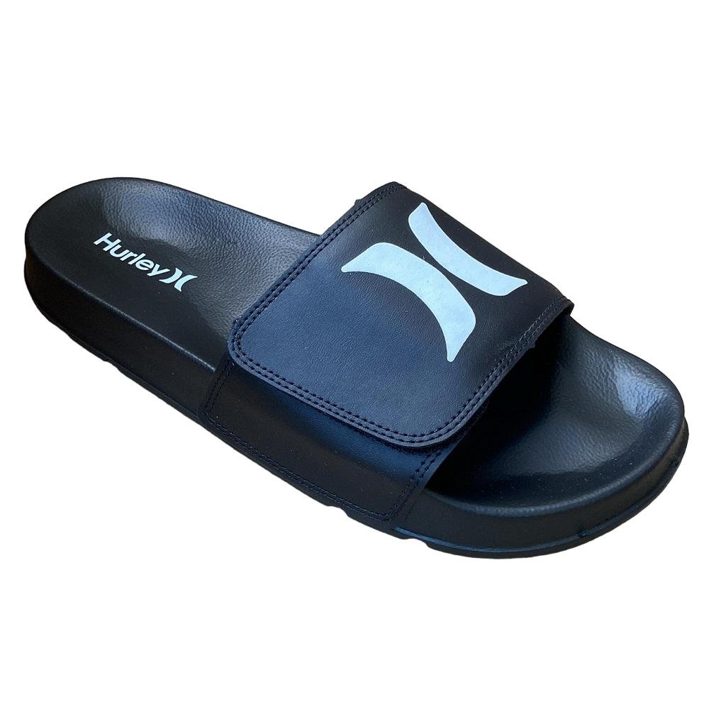 CHINELO HURLEY SLIDE ICONIC 2 FITA AUTOCOLANTE PRETO/BRANCO 3